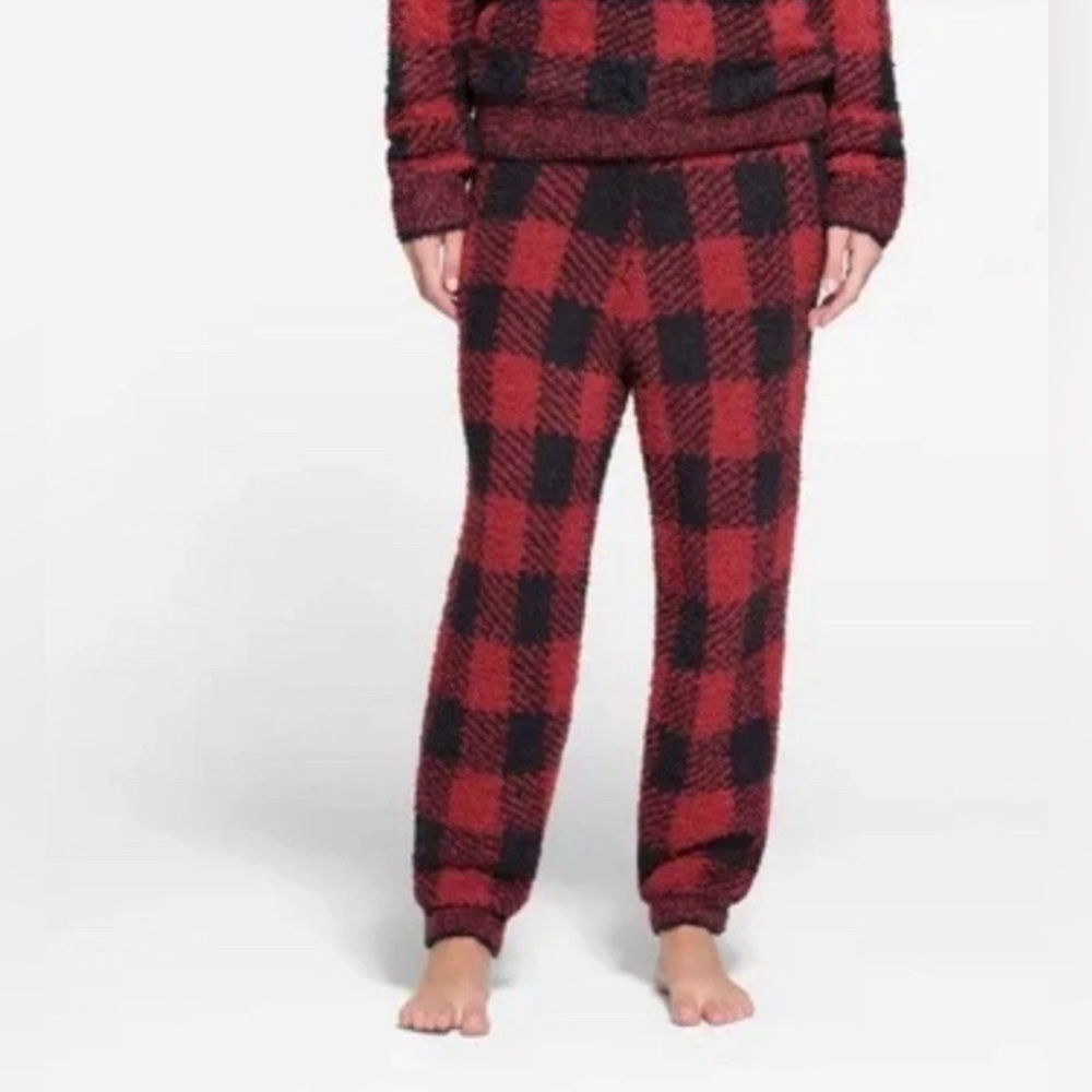 SKIMS Cozy Knit Jogger Brick Red Buffalo Plaid Size S/M and L/XL NWT